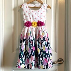 Girls Polka Dot Dress with Tulip print size 6/7